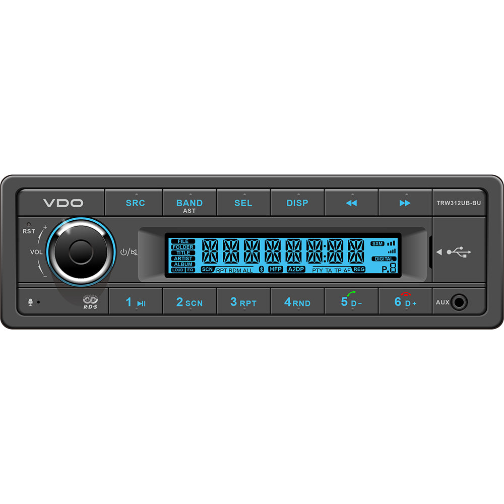 VDO 12V Radio wFM RDS Tuner MP3WMAUSBBluetooth Blue Illumination TRW312UBBU